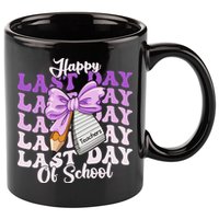 Happy Last Day Of School Coquette Bow Teachers Hello Summer 11oz C Handle Ceramic Mug
