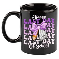 Happy Last Day Of School Coquette Bow Teachers Hello Summer 11oz C Handle Ceramic Mug