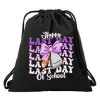 Happy Last Day Of School Coquette Bow Teachers Hello Summer Drawstring Bag