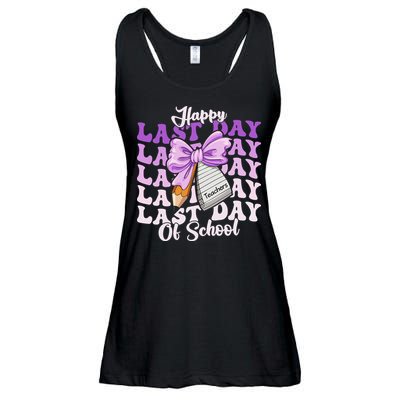 Happy Last Day Of School Coquette Bow Teachers Hello Summer Ladies Essential Flowy Tank