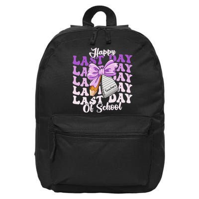 Happy Last Day Of School Coquette Bow Teachers Hello Summer 16 in Basic Backpack