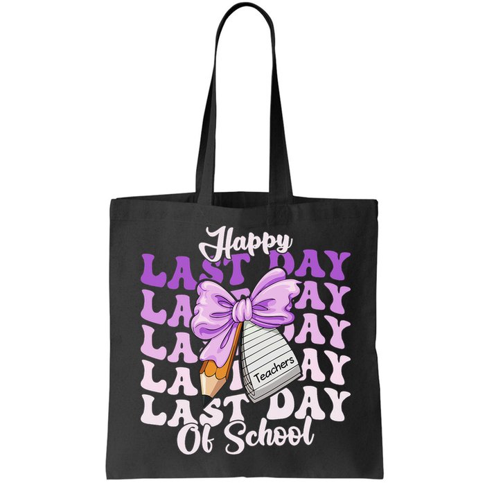 Happy Last Day Of School Coquette Bow Teachers Hello Summer Bag