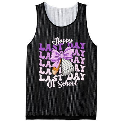 Happy Last Day Of School Coquette Bow Teachers Hello Summer Mesh Reversible Basketball Jersey Tank