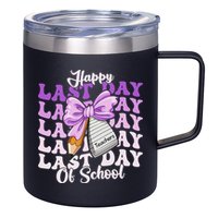 Happy Last Day Of School Coquette Bow Teachers Hello Summer 12oz Stainless Steel Coffee Mug