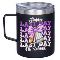 Happy Last Day Of School Coquette Bow Teachers Hello Summer 12oz Stainless Steel Coffee Mug