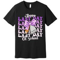 Happy Last Day Of School Coquette Bow Teachers Hello Summer Premium T-Shirt