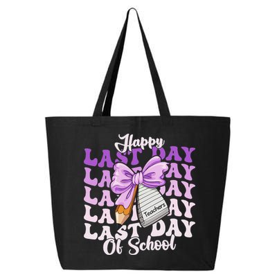 Happy Last Day Of School Coquette Bow Teachers Hello Summer 25L Jumbo Tote