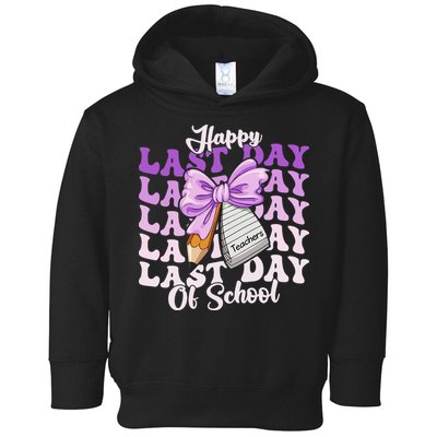Happy Last Day Of School Coquette Bow Teachers Hello Summer Toddler Hoodie