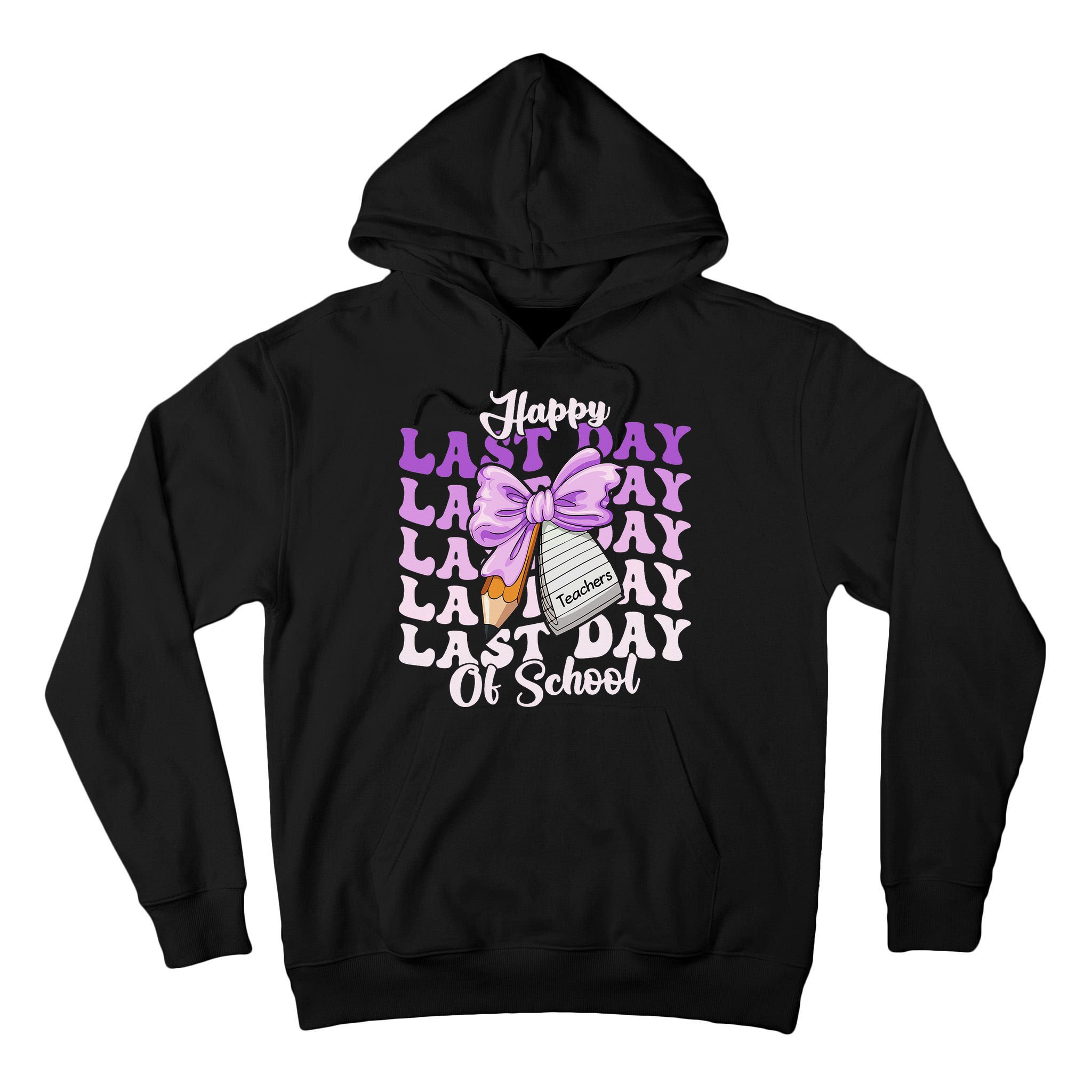Happy Last Day Of School Coquette Bow Teachers Hello Summer Tall Hoodie