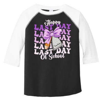 Happy Last Day Of School Coquette Bow Teachers Hello Summer Toddler Fine Jersey T-Shirt