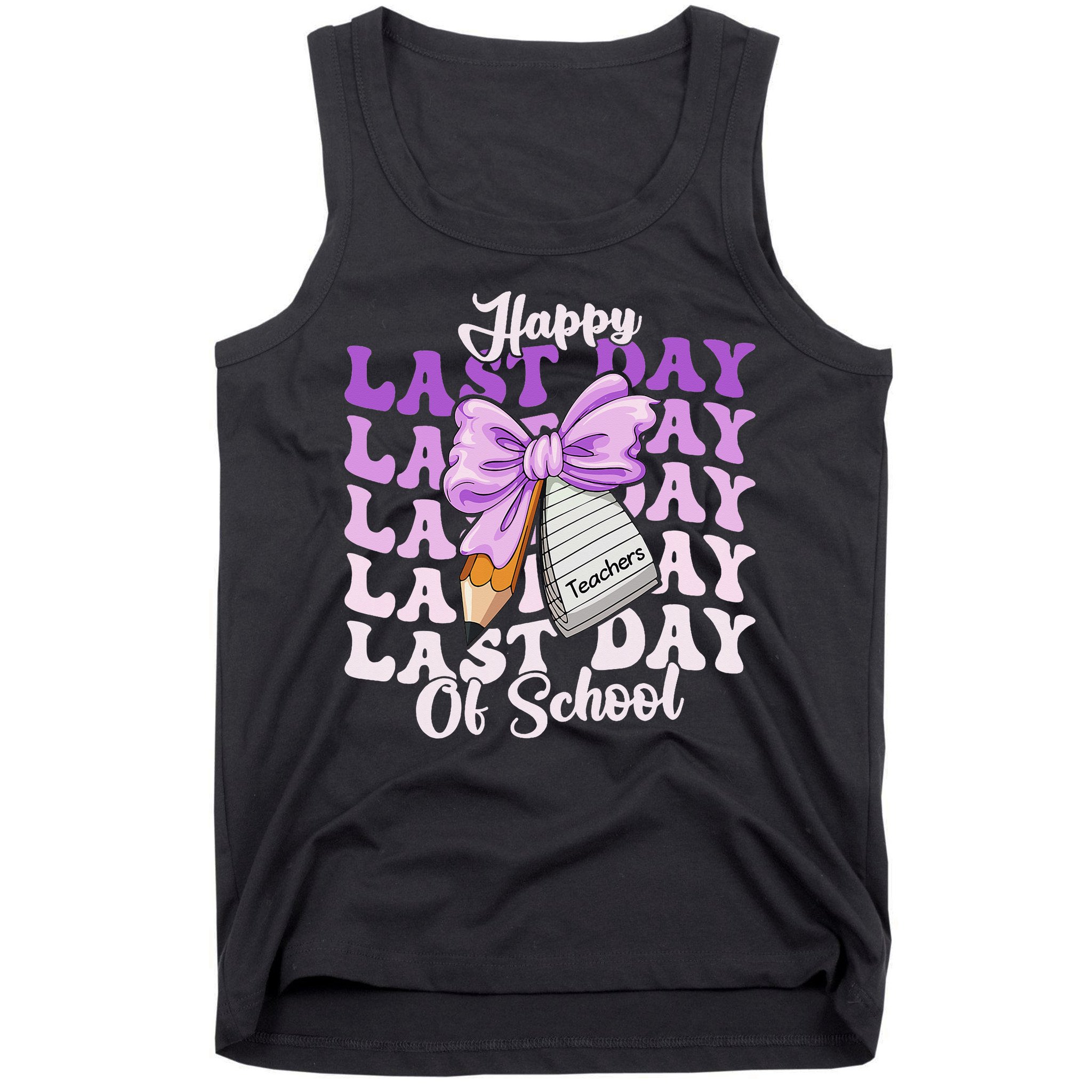 Happy Last Day Of School Coquette Bow Teachers Hello Summer Tank Top