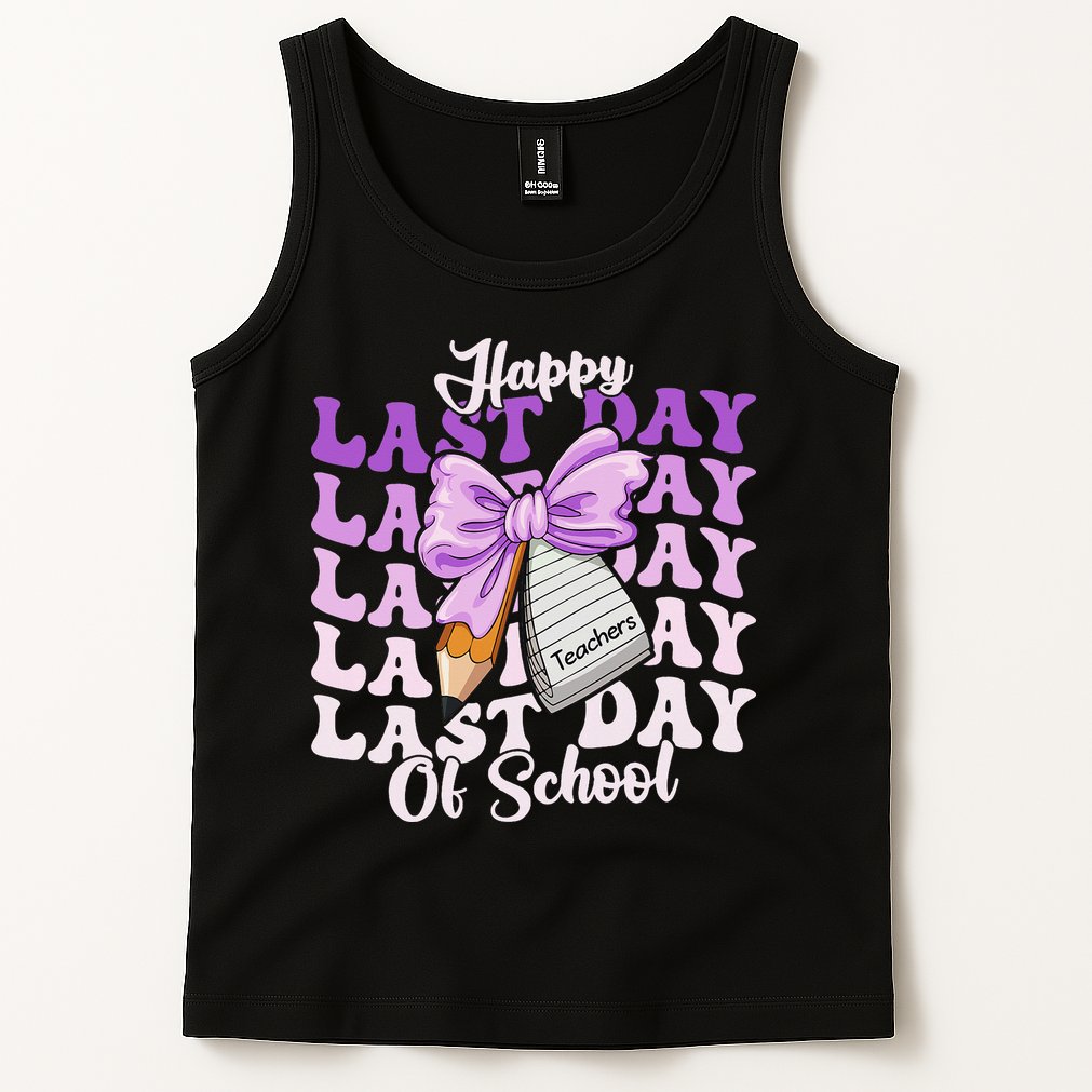 Happy Last Day Of School Coquette Bow Teachers Hello Summer Tank Top