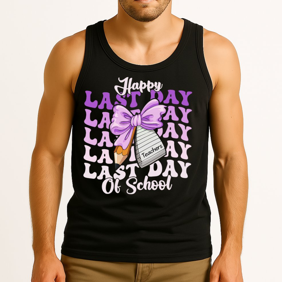 Happy Last Day Of School Coquette Bow Teachers Hello Summer Tank Top