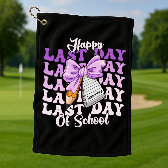 Happy Last Day Of School Coquette Bow Teachers Hello Summer Golf Towel