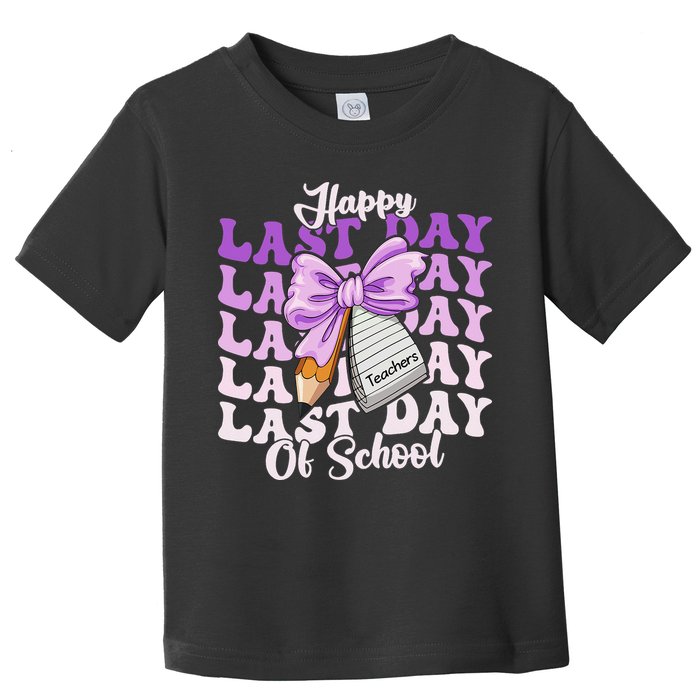 Happy Last Day Of School Coquette Bow Teachers Hello Summer Toddler T-Shirt