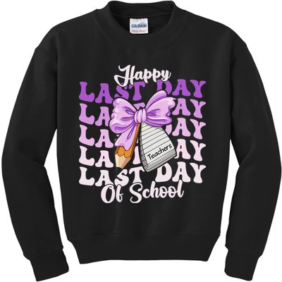 Happy Last Day Of School Coquette Bow Teachers Hello Summer Kids Sweatshirt