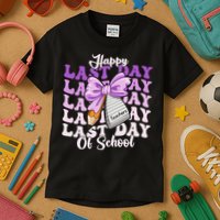 Happy Last Day Of School Coquette Bow Teachers Hello Summer Kids T-Shirt
