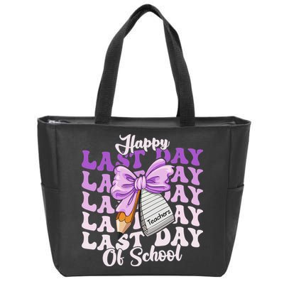 Happy Last Day Of School Coquette Bow Teachers Hello Summer Zip Tote Bag