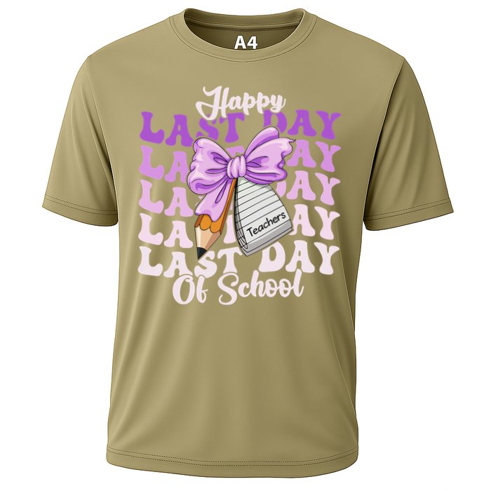 Happy Last Day Of School Coquette Bow Teachers Hello Summer Cooling Performance Crew T-Shirt