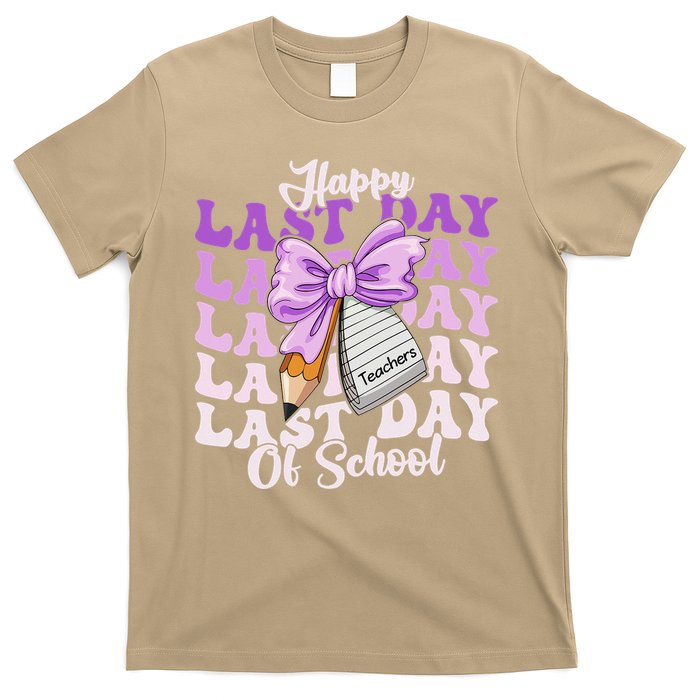 Happy Last Day Of School Coquette Bow Teachers Hello Summer T-Shirt