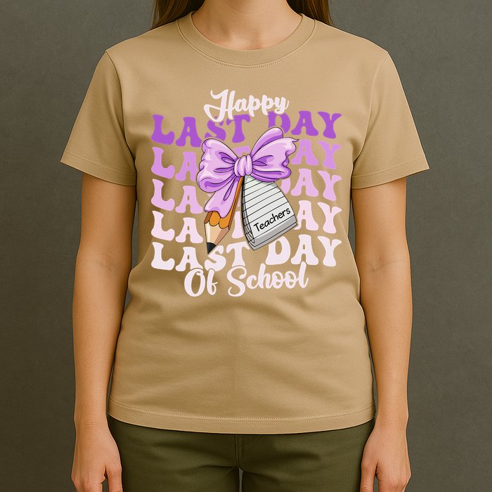 Happy Last Day Of School Coquette Bow Teachers Hello Summer T-Shirt