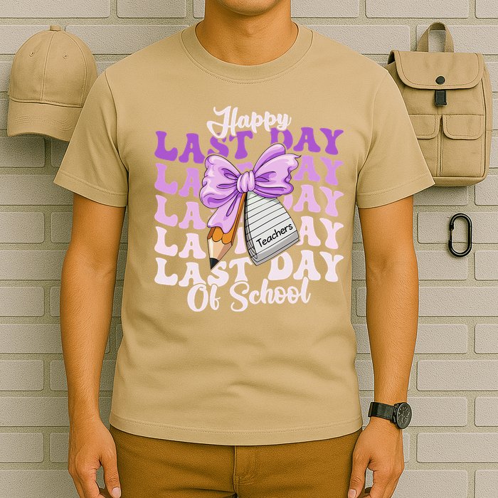 Happy Last Day Of School Coquette Bow Teachers Hello Summer T-Shirt