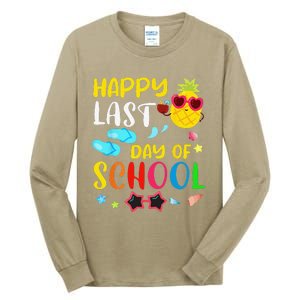 Happy Last Day Of School Teacher Student Summer Pineapple Tall Long Sleeve T-Shirt