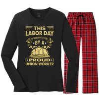 Happy Labor Day Design Union Worker Women's Long Sleeve Flannel Pajama Set 