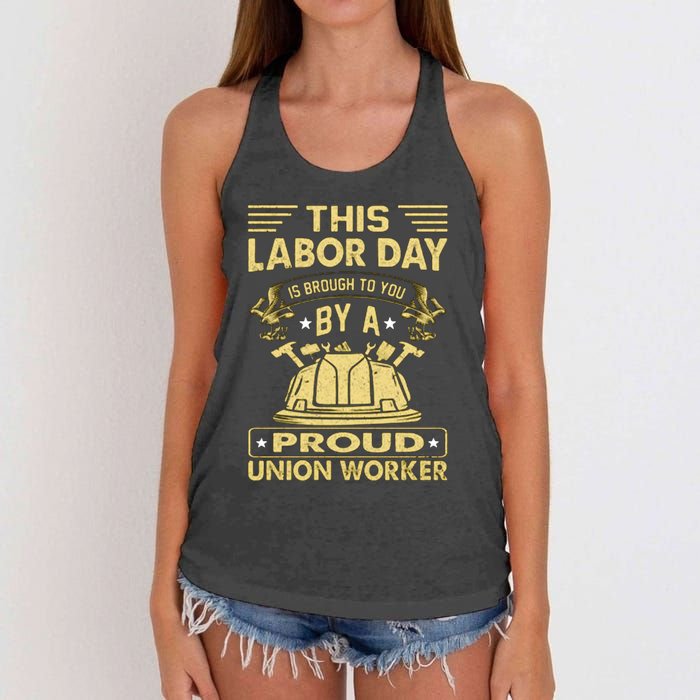 Happy Labor Day Design Union Worker Women's Knotted Racerback Tank