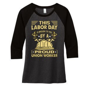 Happy Labor Day Design Union Worker Women's Tri-Blend 3/4-Sleeve Raglan Shirt