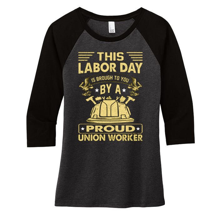 Happy Labor Day Design Union Worker Women's Tri-Blend 3/4-Sleeve Raglan Shirt