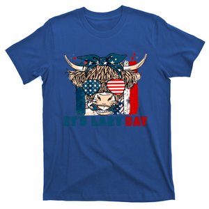 Happy Labor Day Highland Cow American Flag Funny Lazy Day Funny Gift T-Shirt