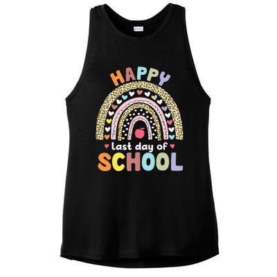 Happy Last Day Of School Rainbow Leopard Teacher Student Ladies PosiCharge Tri-Blend Wicking Tank