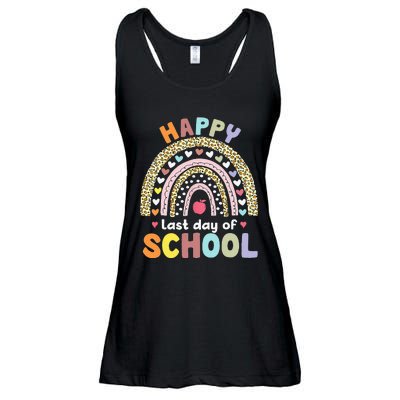 Happy Last Day Of School Rainbow Leopard Teacher Student Ladies Essential Flowy Tank