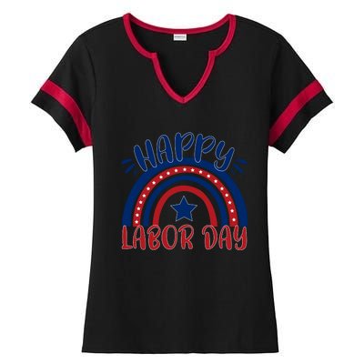 Happy Labor Day Celebration Graphic Ladies Halftime Notch Neck Tee