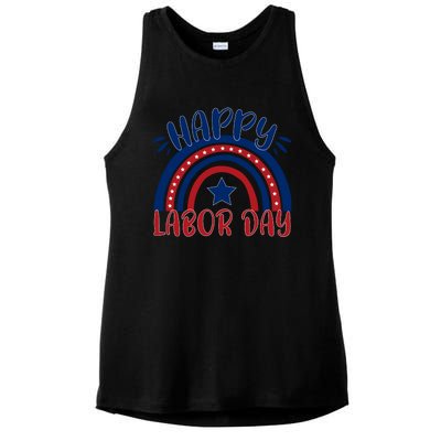 Happy Labor Day Celebration Graphic Ladies PosiCharge Tri-Blend Wicking Tank