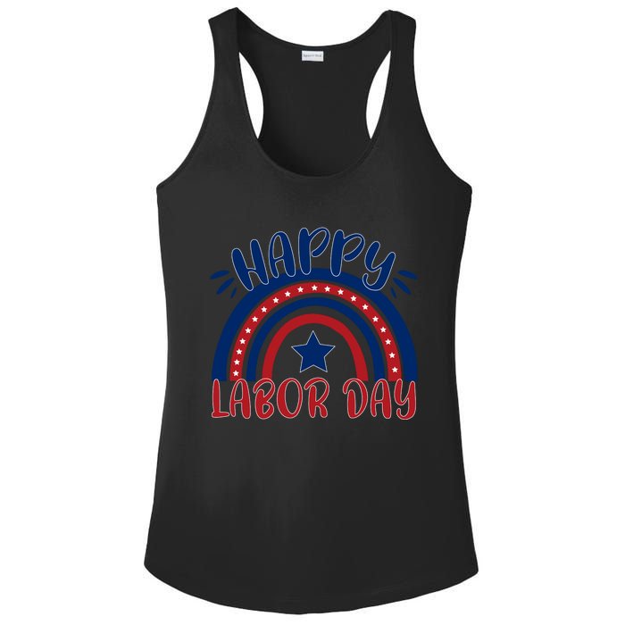 Happy Labor Day Celebration Graphic Ladies PosiCharge Competitor Racerback Tank