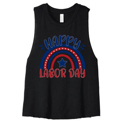 Happy Labor Day Celebration Graphic Women's Racerback Cropped Tank