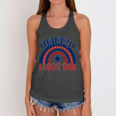 Happy Labor Day Celebration Graphic Women's Knotted Racerback Tank