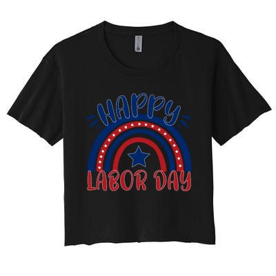 Happy Labor Day Celebration Graphic Women's Crop Top Tee