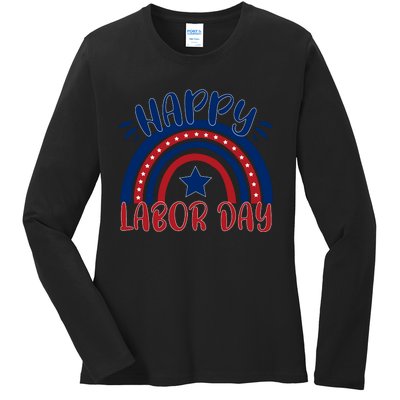 Happy Labor Day Celebration Graphic Ladies Long Sleeve Shirt