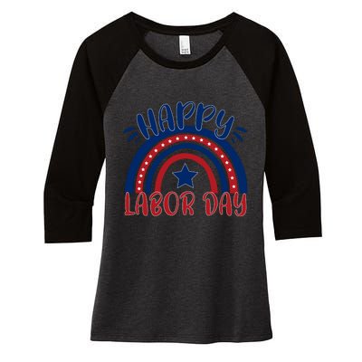 Happy Labor Day Celebration Graphic Women's Tri-Blend 3/4-Sleeve Raglan Shirt