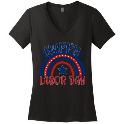 Happy Labor Day Celebration Graphic Women's V-Neck T-Shirt