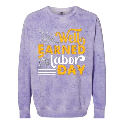 Happy Labor Day Design Union Worker Colorblast Crewneck Sweatshirt