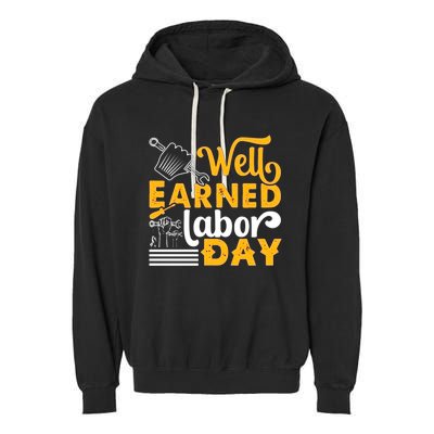 Happy Labor Day Design Union Worker Garment-Dyed Fleece Hoodie