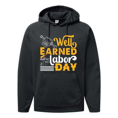 Happy Labor Day Design Union Worker Performance Fleece Hoodie