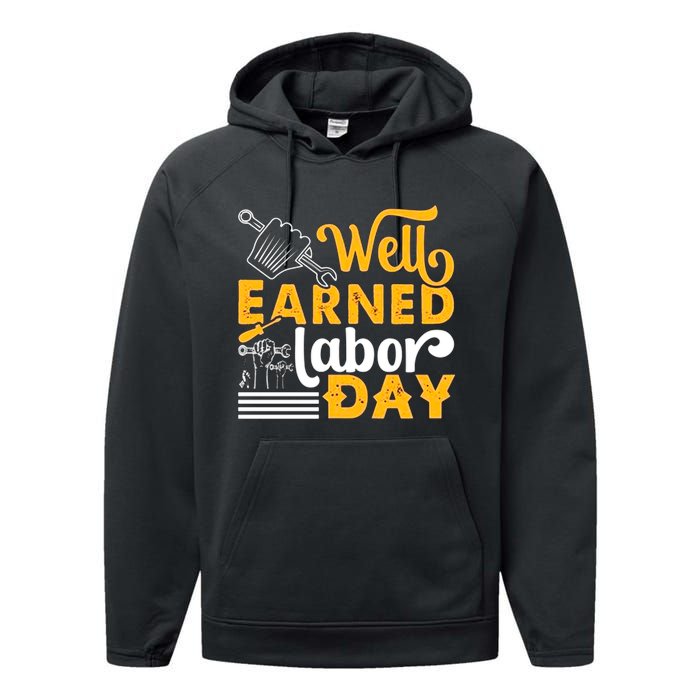 Happy Labor Day Design Union Worker Performance Fleece Hoodie