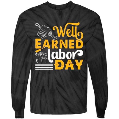 Happy Labor Day Design Union Worker Tie-Dye Long Sleeve Shirt