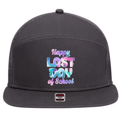 Happy Last Day Of School Colorful 7 Panel Mesh Trucker Snapback Hat