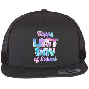 Happy Last Day Of School Colorful Flat Bill Trucker Hat